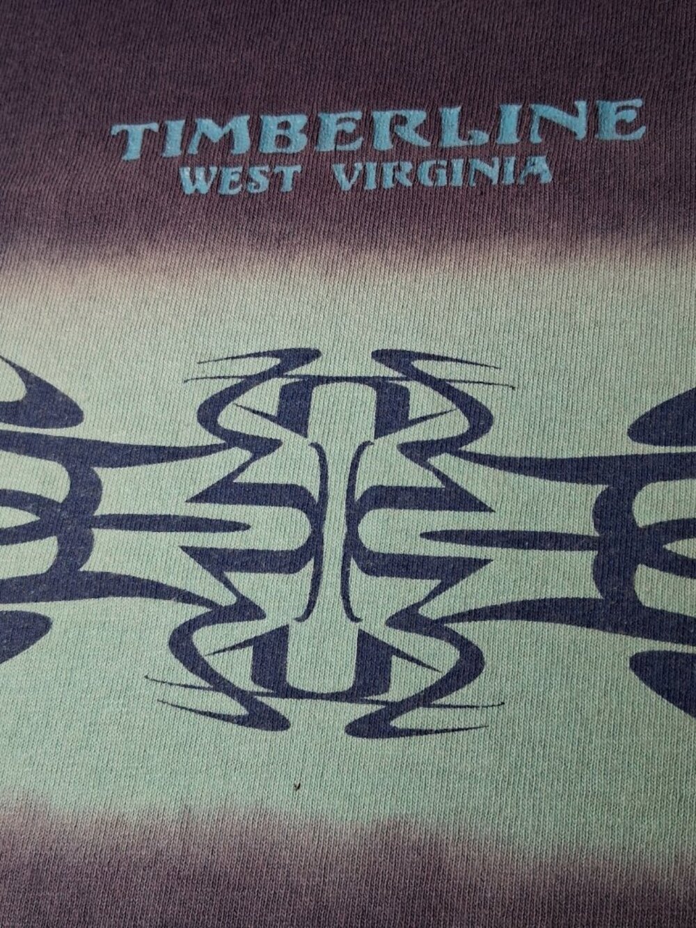 Vintage Y2K Timberline West Virginia Shirt XL Blue Tie Dye Ski Resort Snowboard - Picture 8 of 16